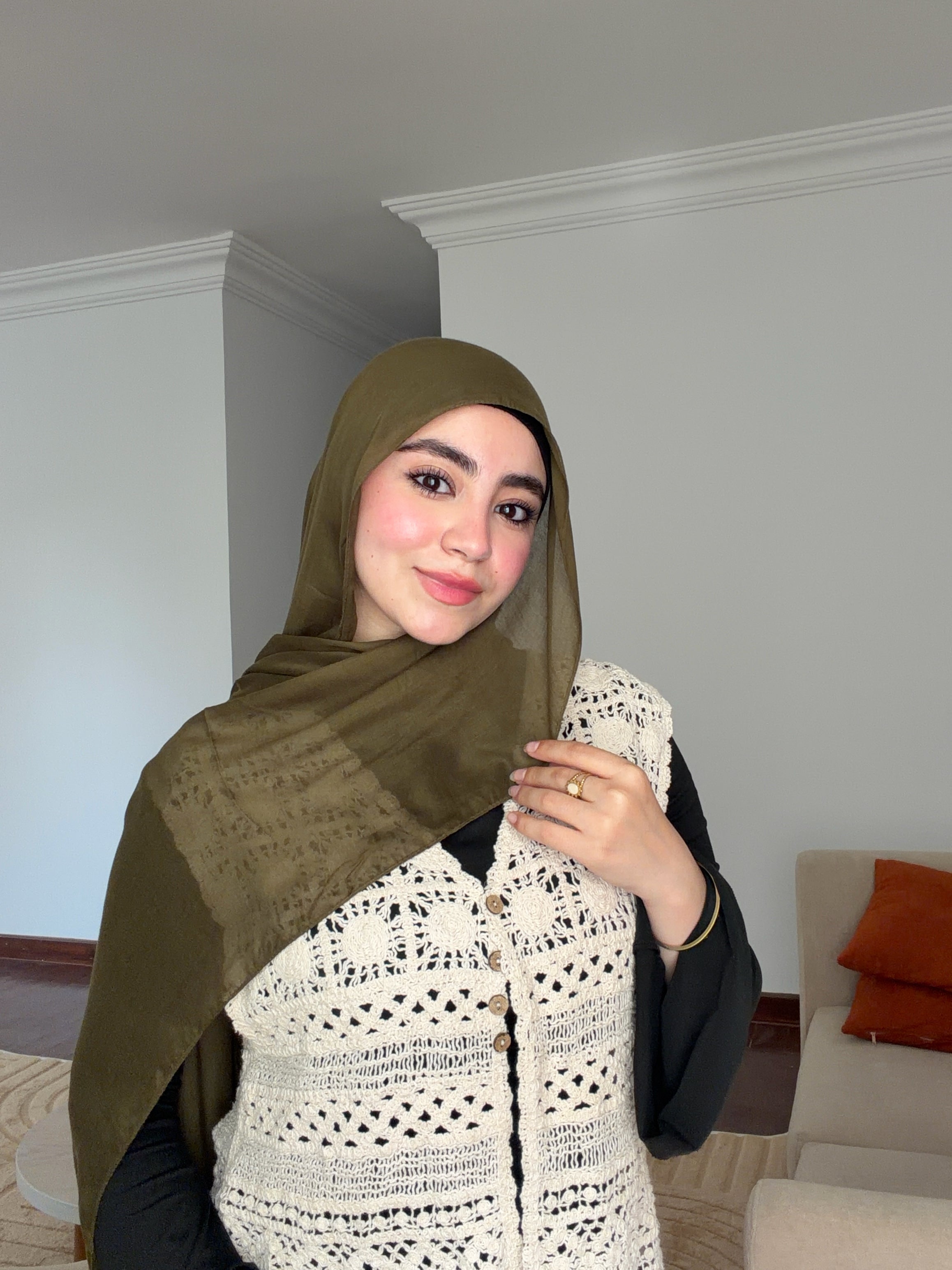 Linen scarf ( olive )