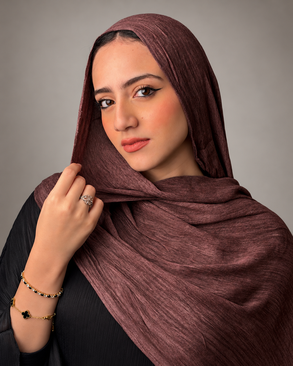 Ruffled scarf - Dark cashmere