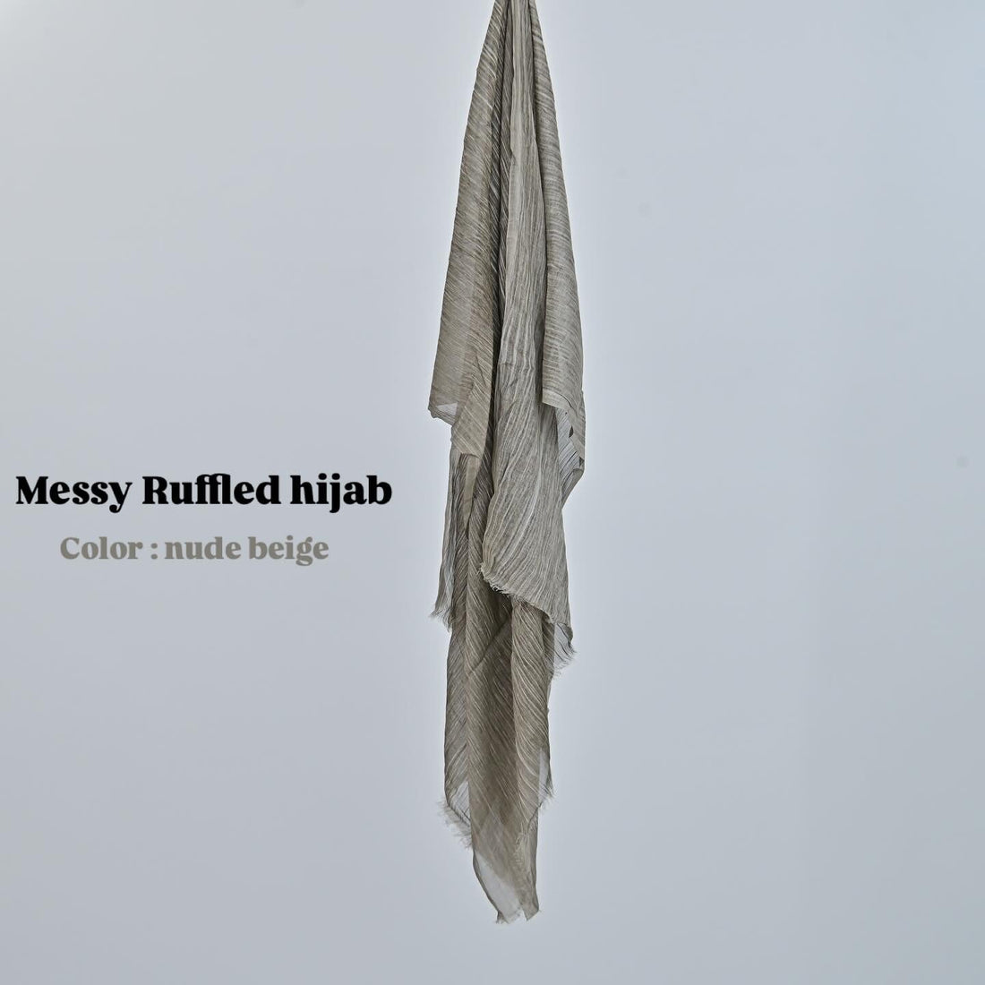 Messy ruffled scarf ( nude beige )