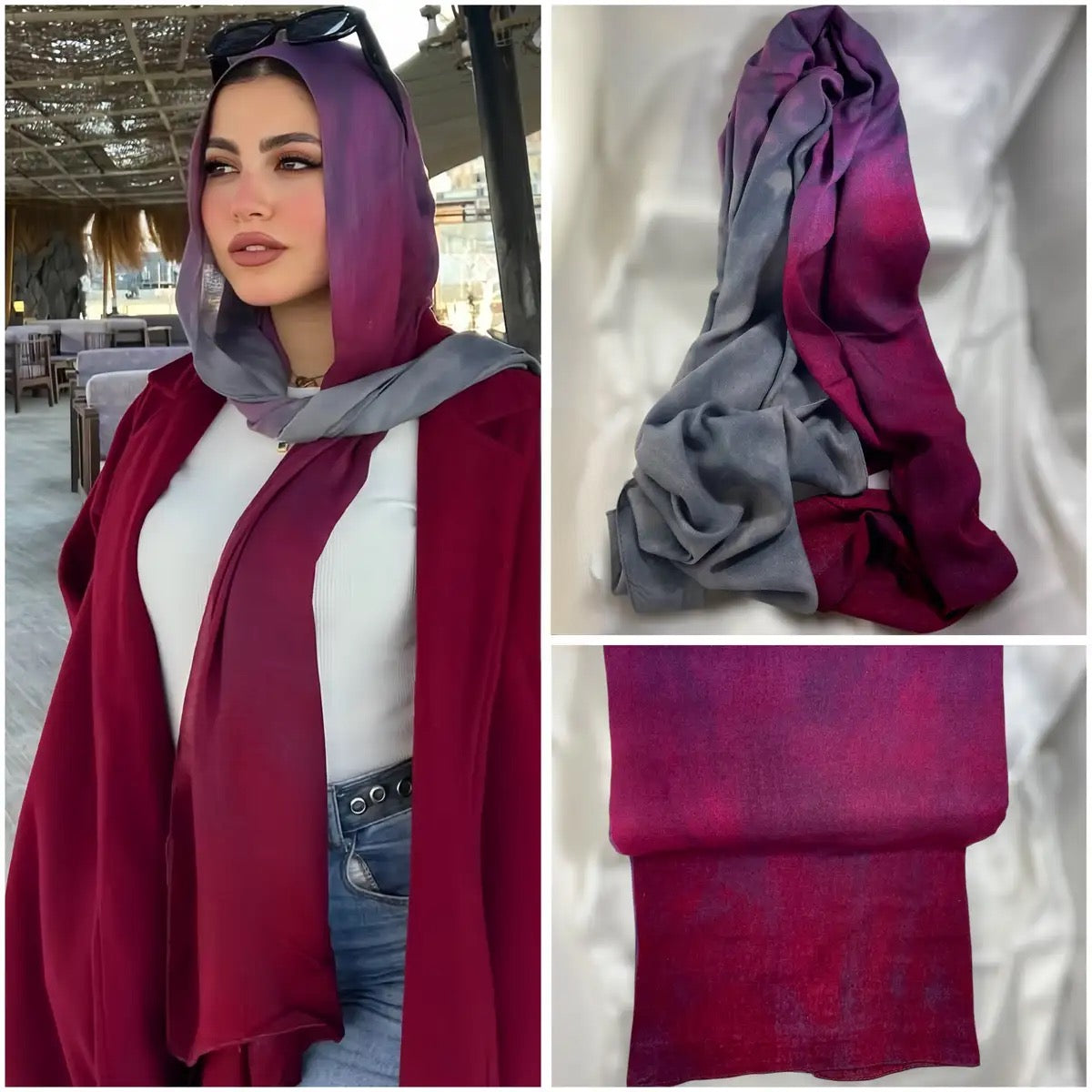 Degradee burgandy &amp; gray