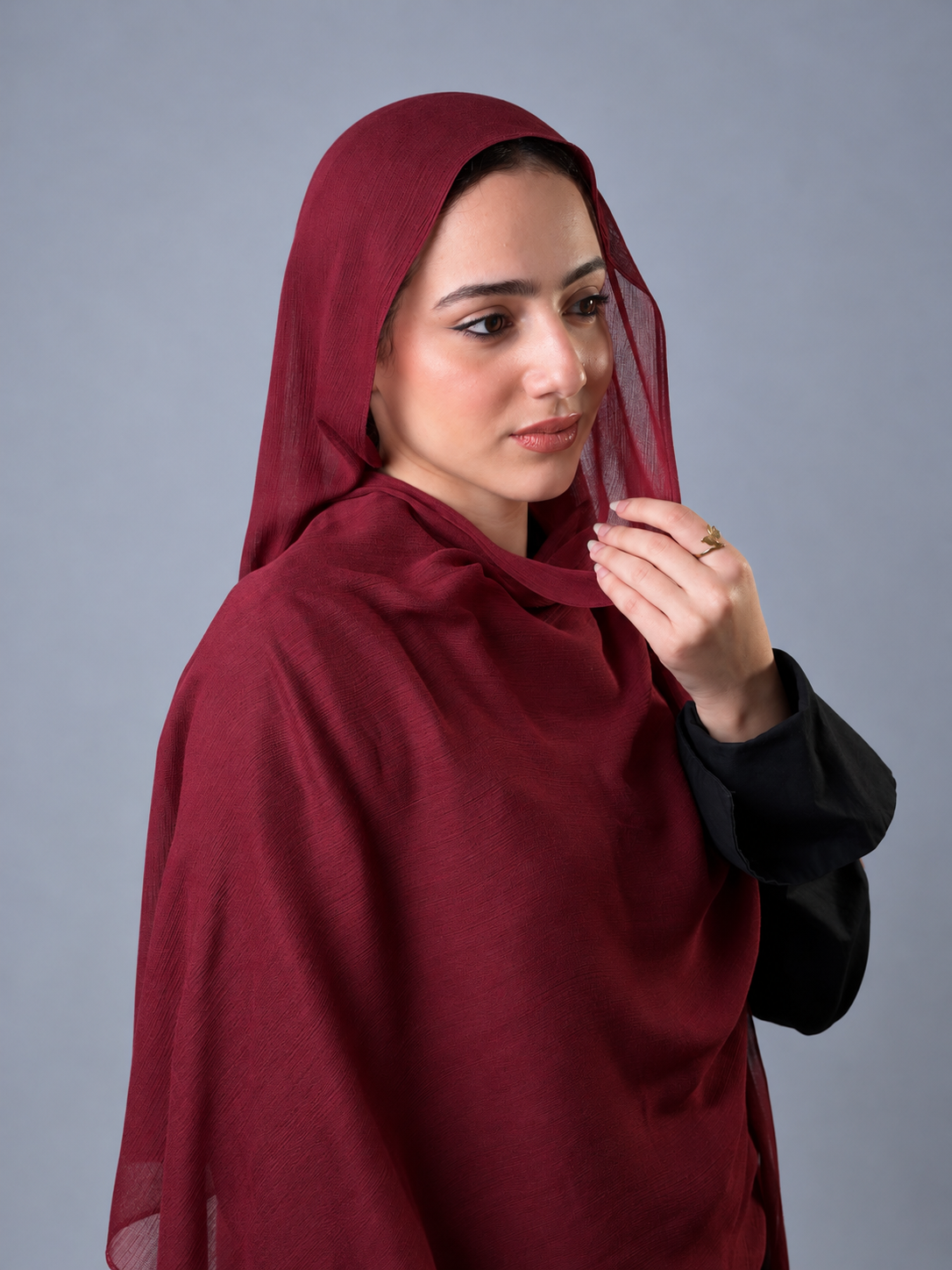 Linen quresha - maroon