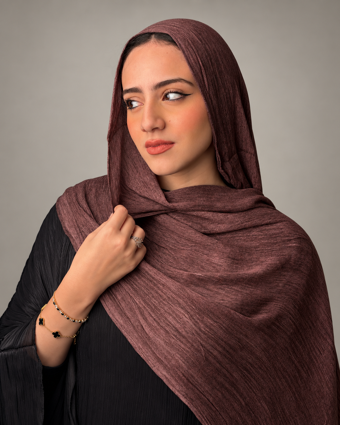 Ruffled scarf - Dark cashmere