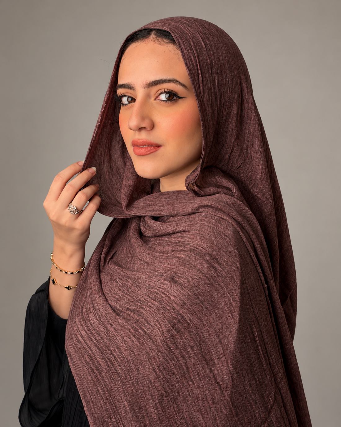 Ruffled scarf - Dark cashmere