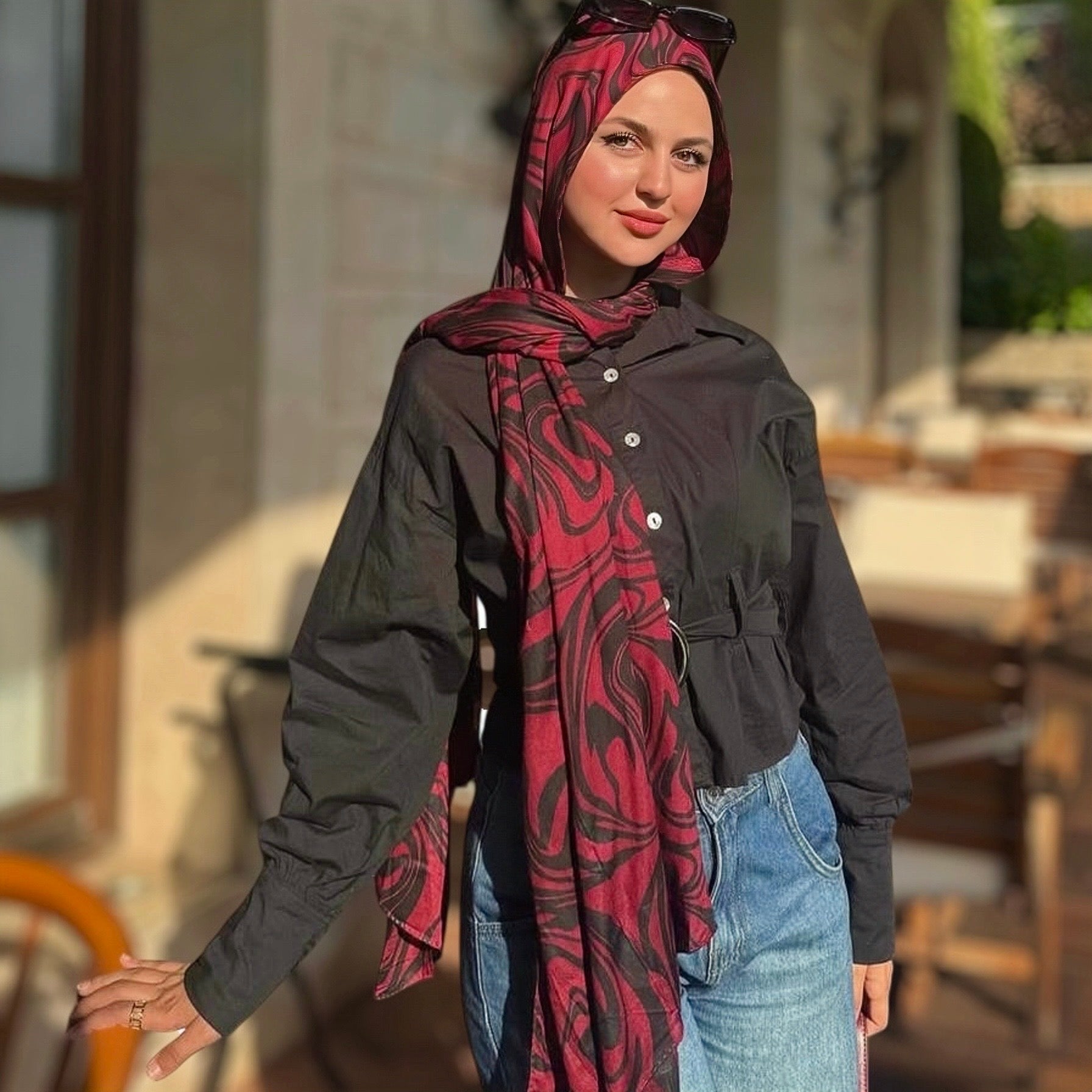 Amwaj burgundy scarf