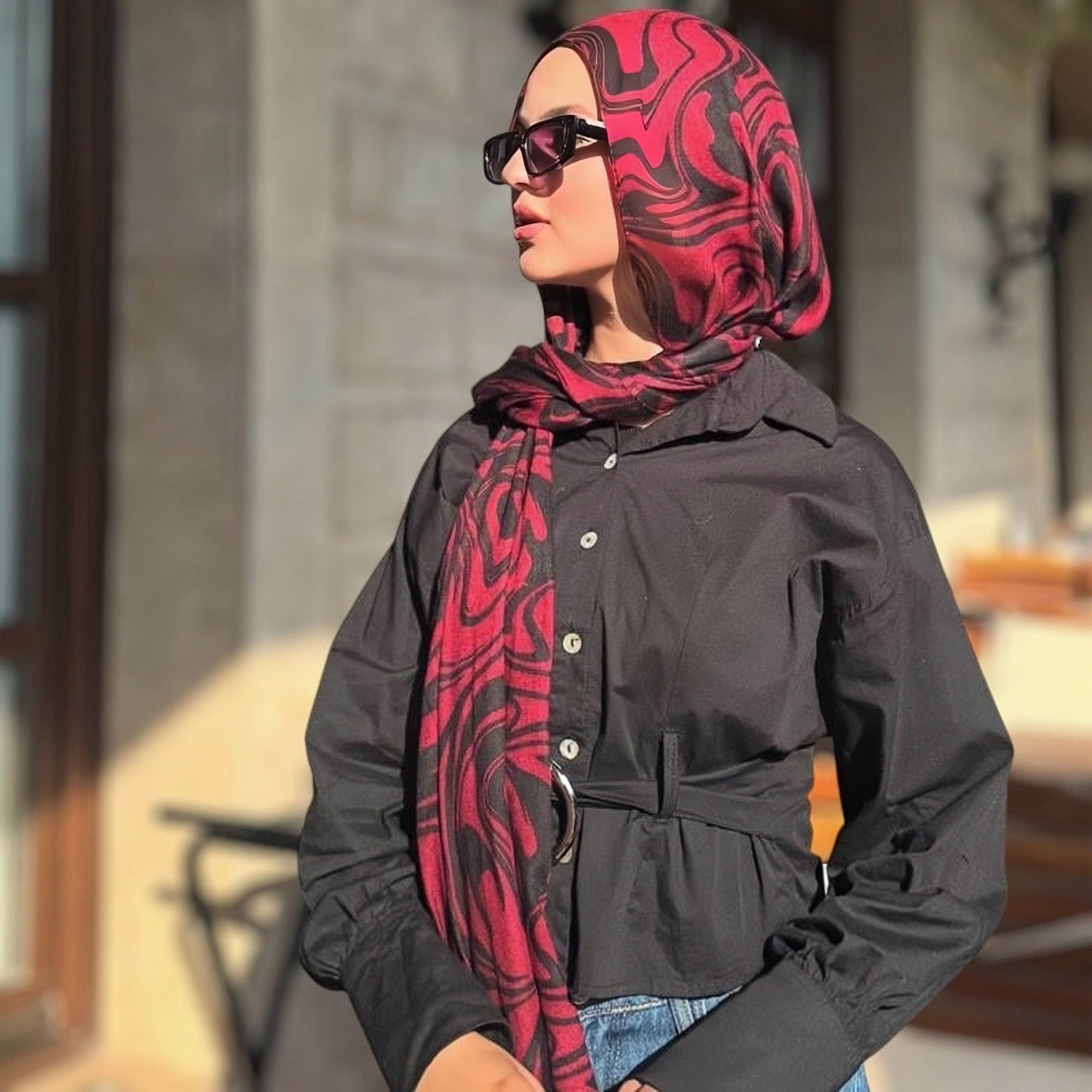 Amwaj burgundy scarf