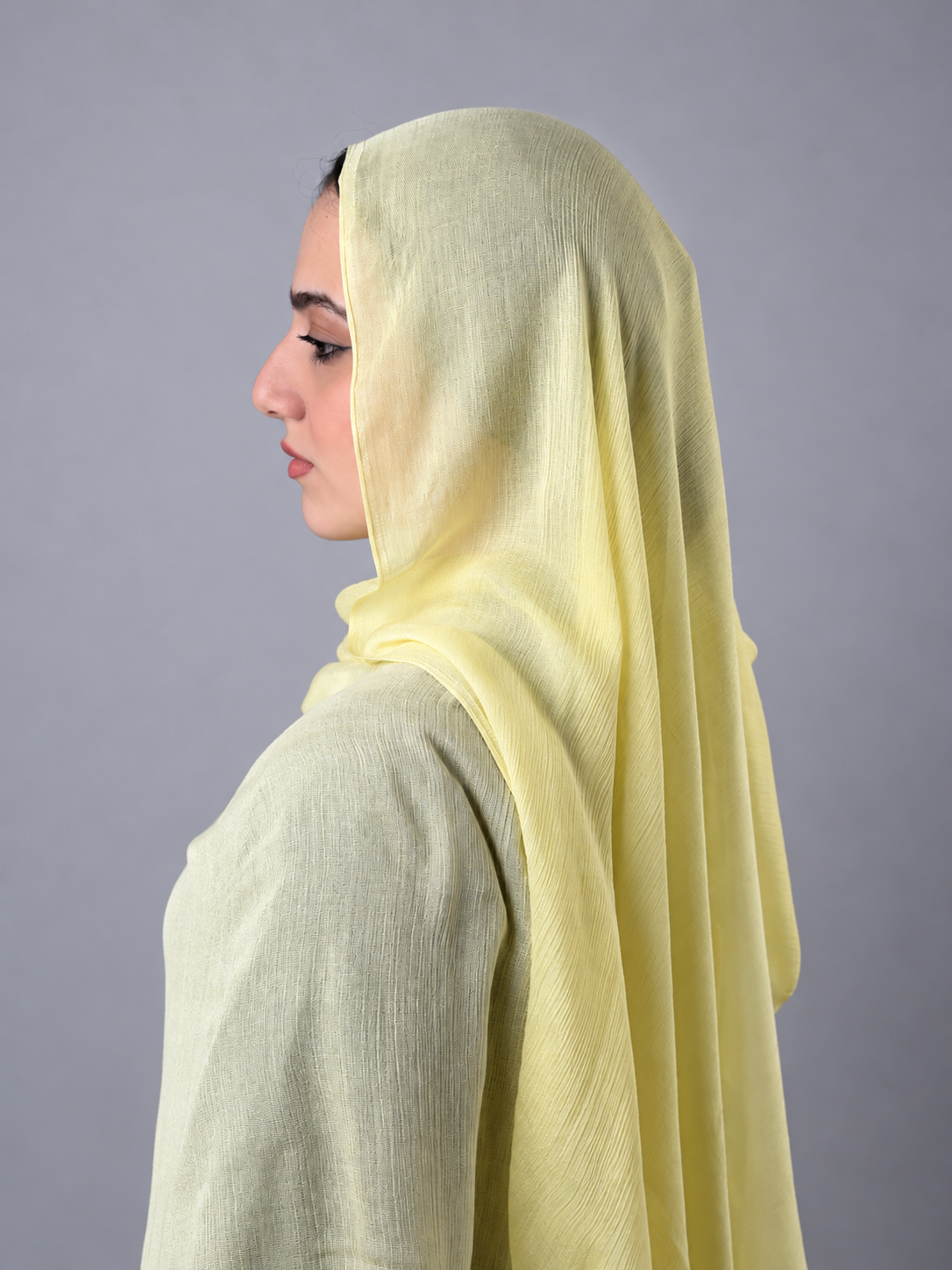 Linen quresha - powder yellow
