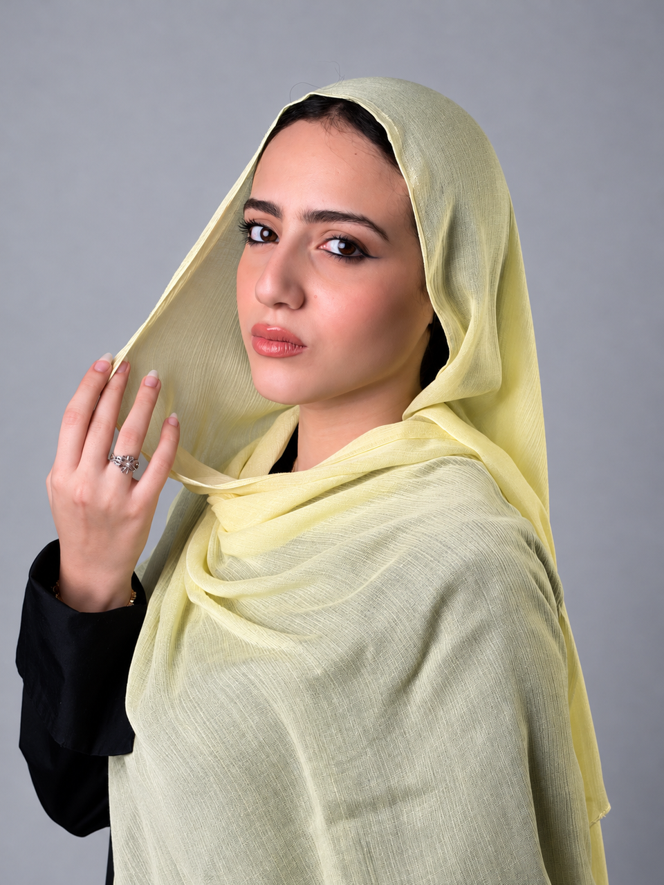 Linen quresha - powder yellow