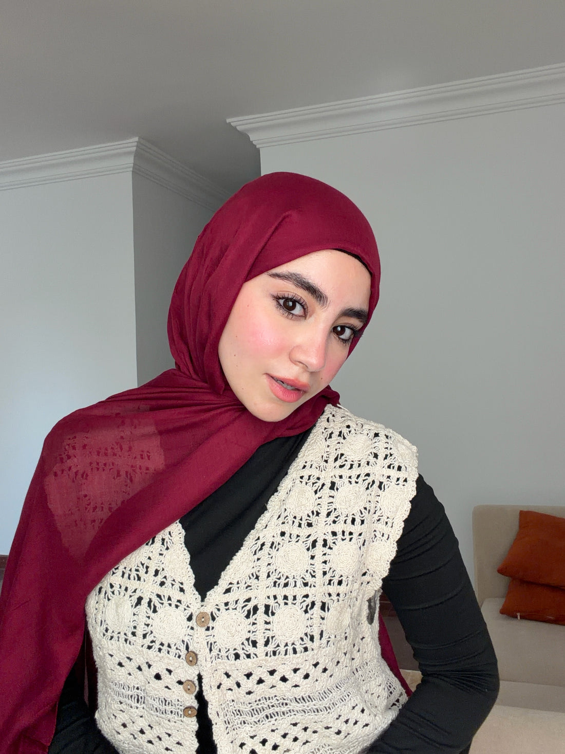 Linen scarf ( burgundy)