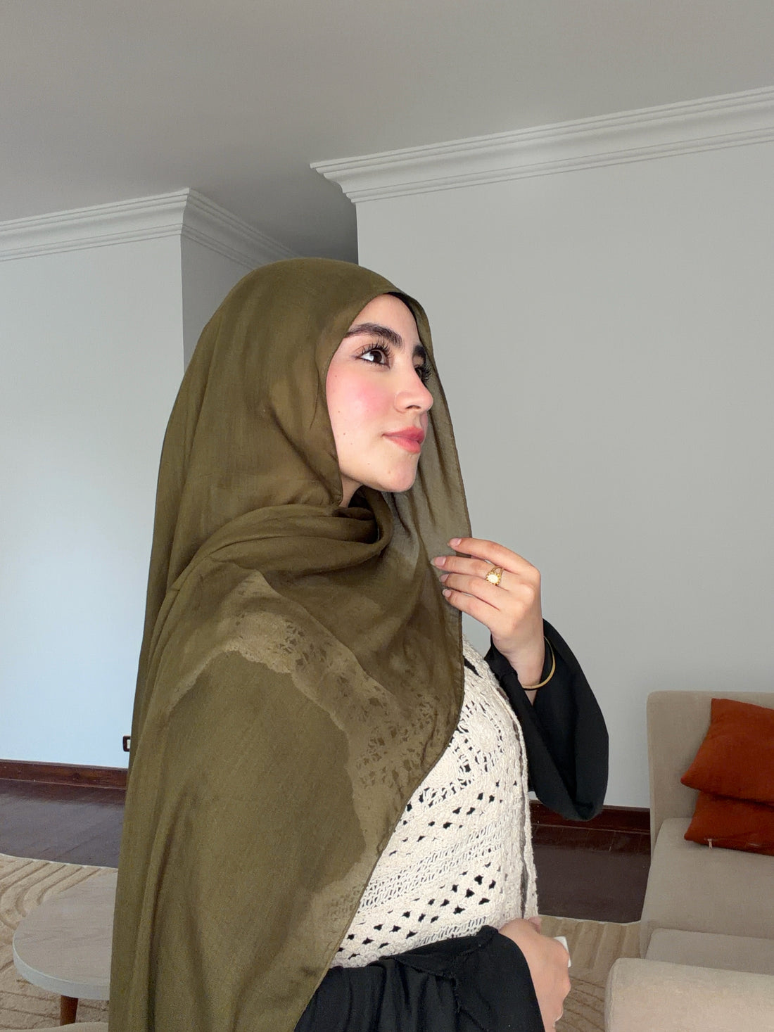 Linen scarf ( olive )