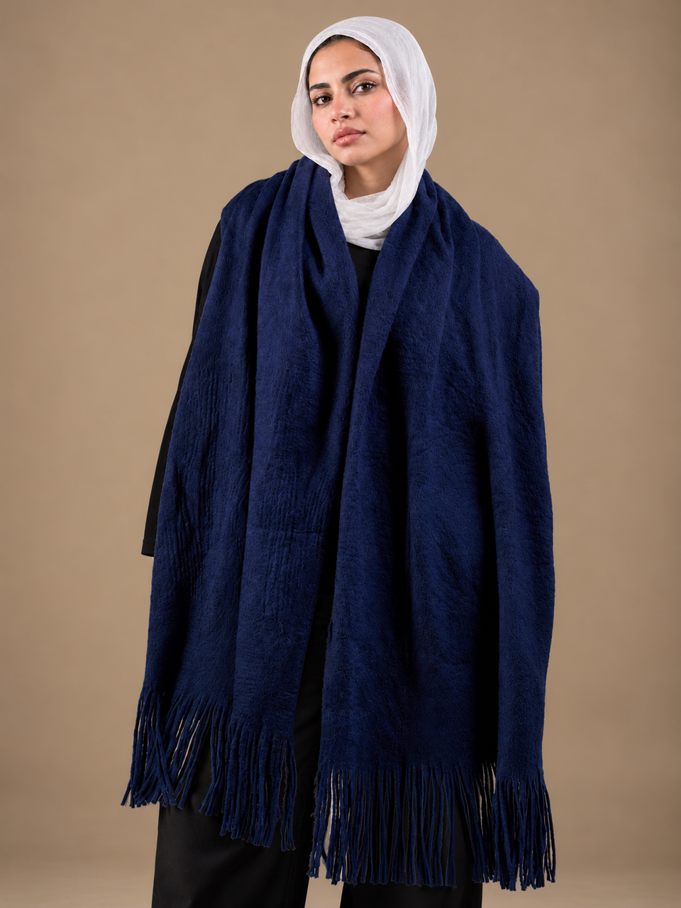 Winter Shawl - navy blue