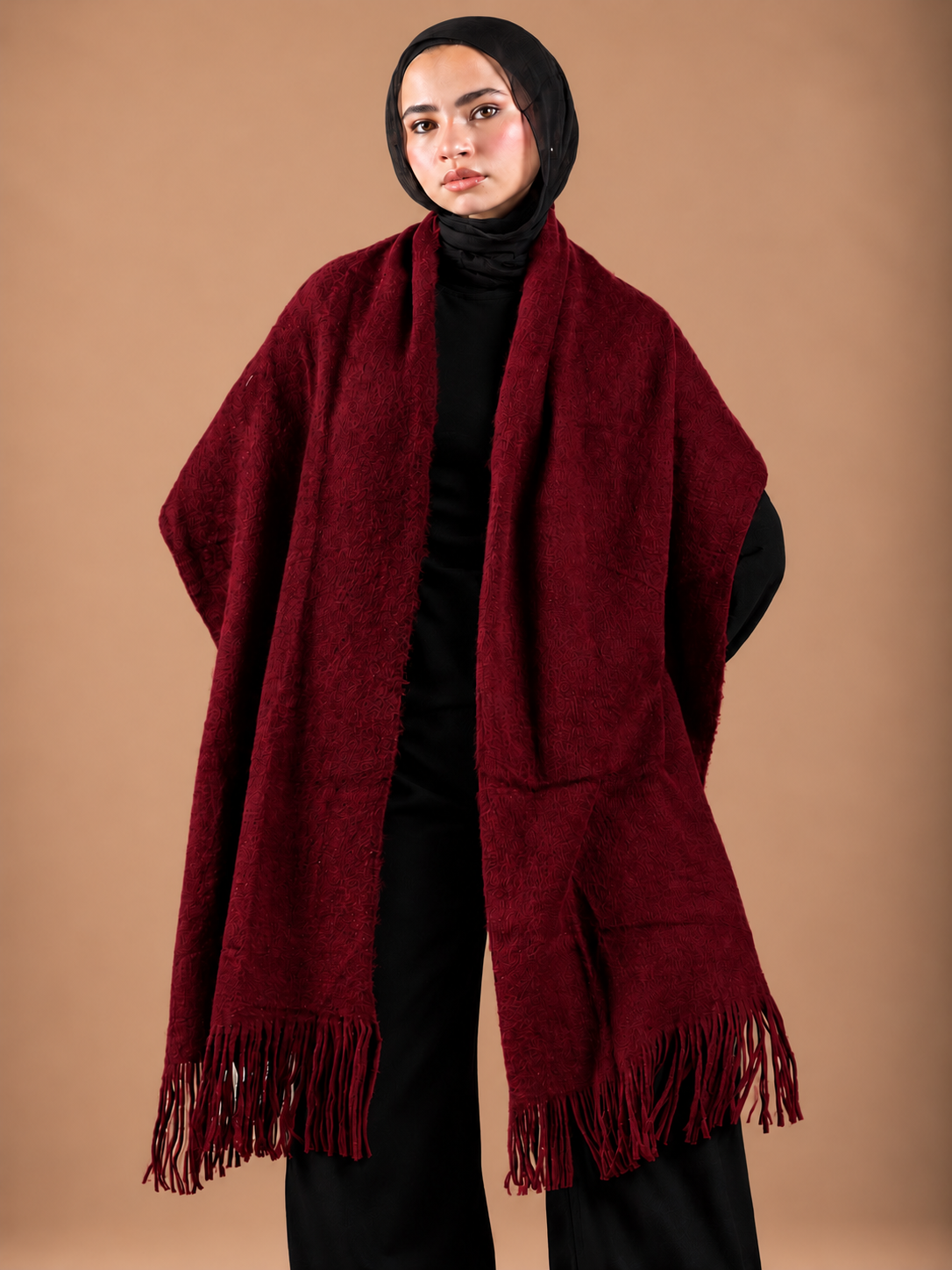 Winter Shawl - burgundy